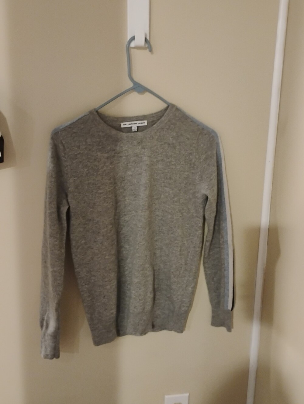 The Cashmere Project Women's Side Sleeve Trim Crewneck Sweater 100% Cashmere XS
